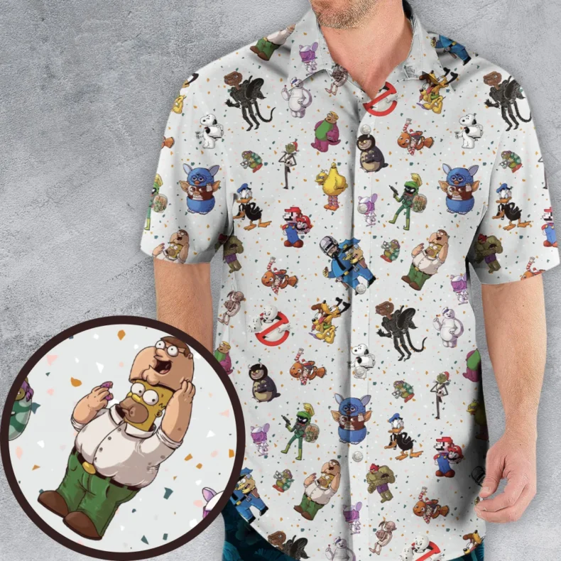 Famous Cartoon Characters Cosplay As Other Hawaiian Shirt