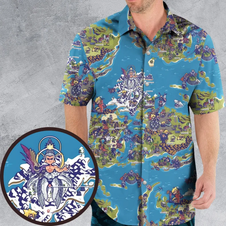 FF7 Final Fantasy Battle Map Hawaiian Shirt