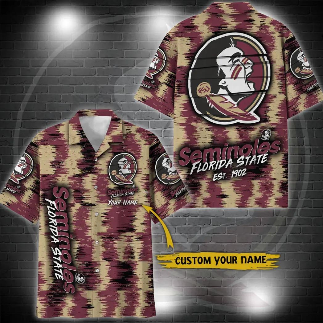 Florida State Seminoles Aloha Hawaiian Shirt Custom Your Name, NCAA Hawaiian Shirt