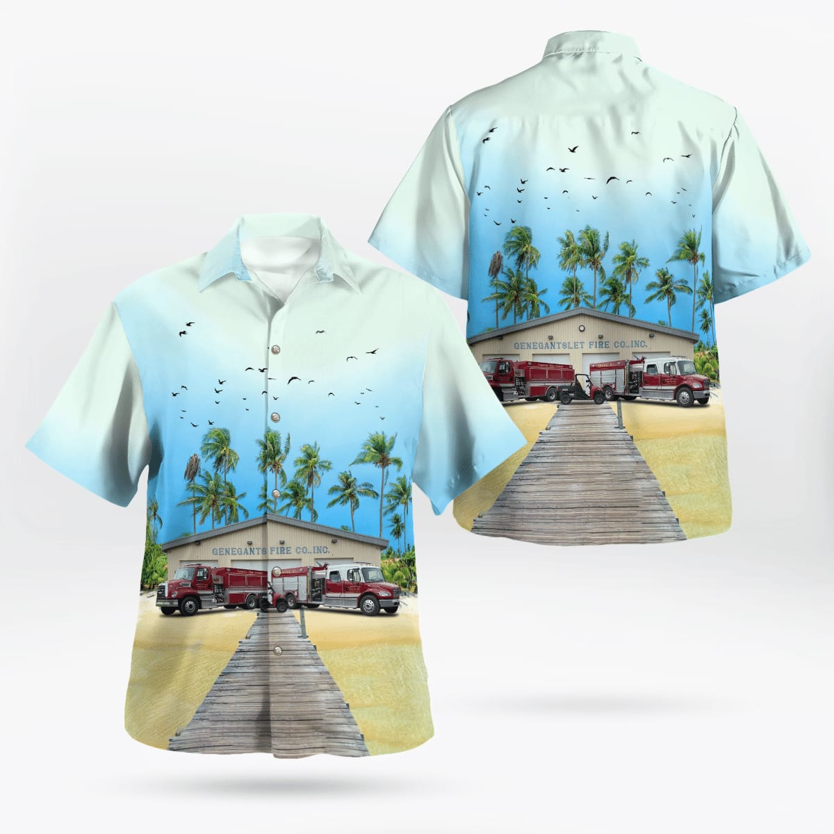 Genegantslet Fire Co. Inc, Smithville Flats, New York Hawaiian Shirt - Gifts For Firefighters In Smithville Flats, NY