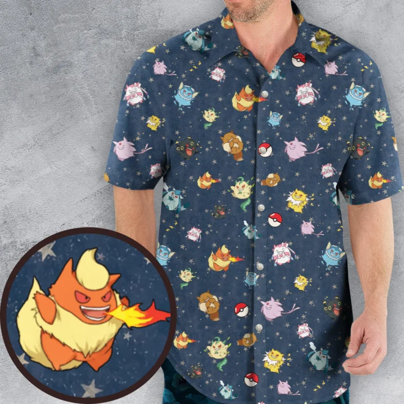Gengar as Eevee The Eeveelutions Pokemon Hawaiian Shirt