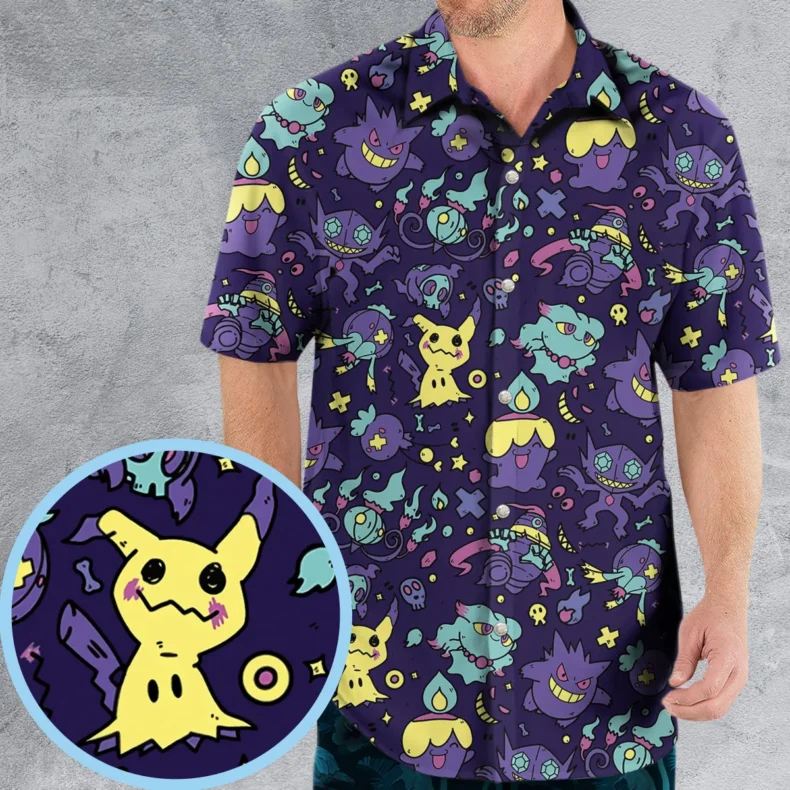 Gengar Ghost Pokemon Pattern Hawaiian Shirt
