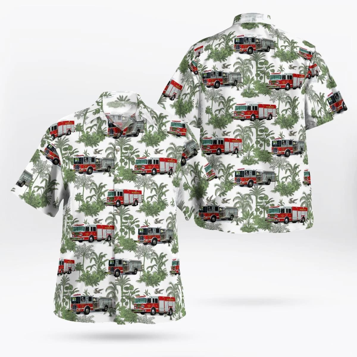 Ghent, New York, Ghent Volunteer Fire Company No. 1 Hawaiian Shirt - Gifts For Firefighters In Ghent, NY