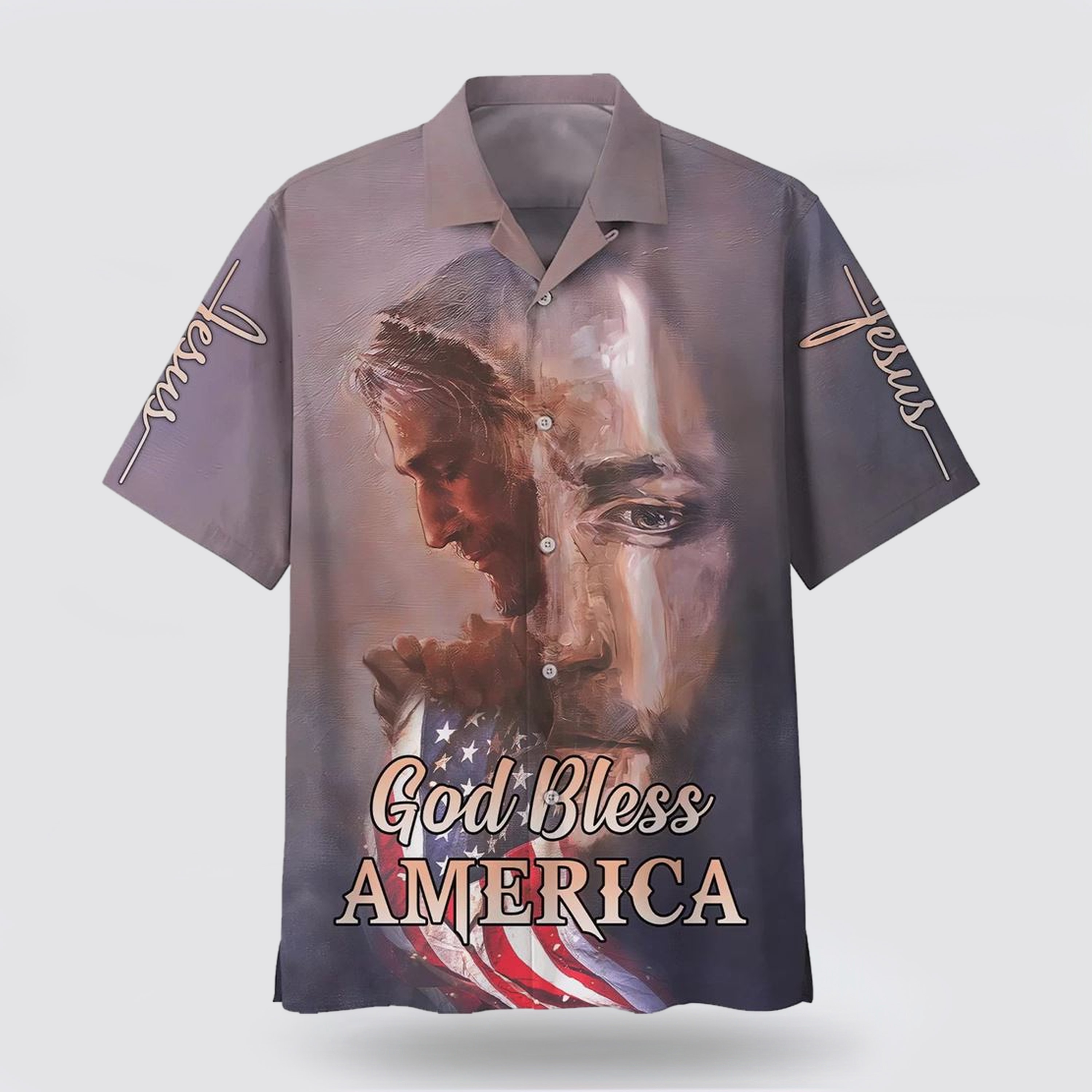 God Bless America Jesus Face Hawaiian Shirts - Gifts For People Who Love Jesus