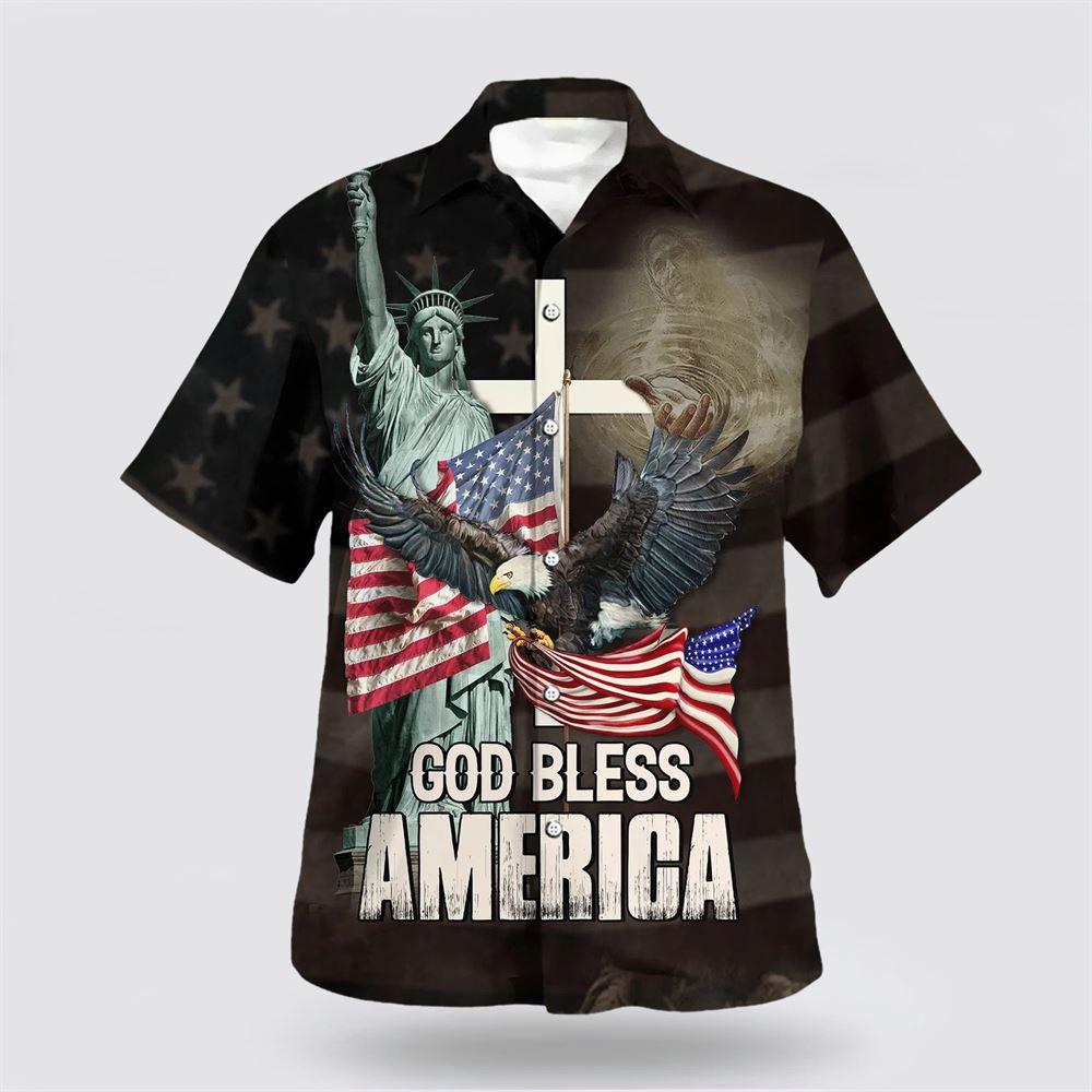God Bless American Jesus Eagle Hawaiian Shirt - Gifts For Christians