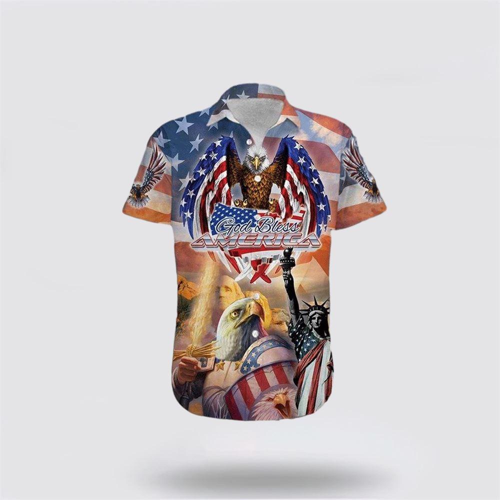 God Bless American Patriotism Eagle Hawaiian Shirt - Gifts For Christians