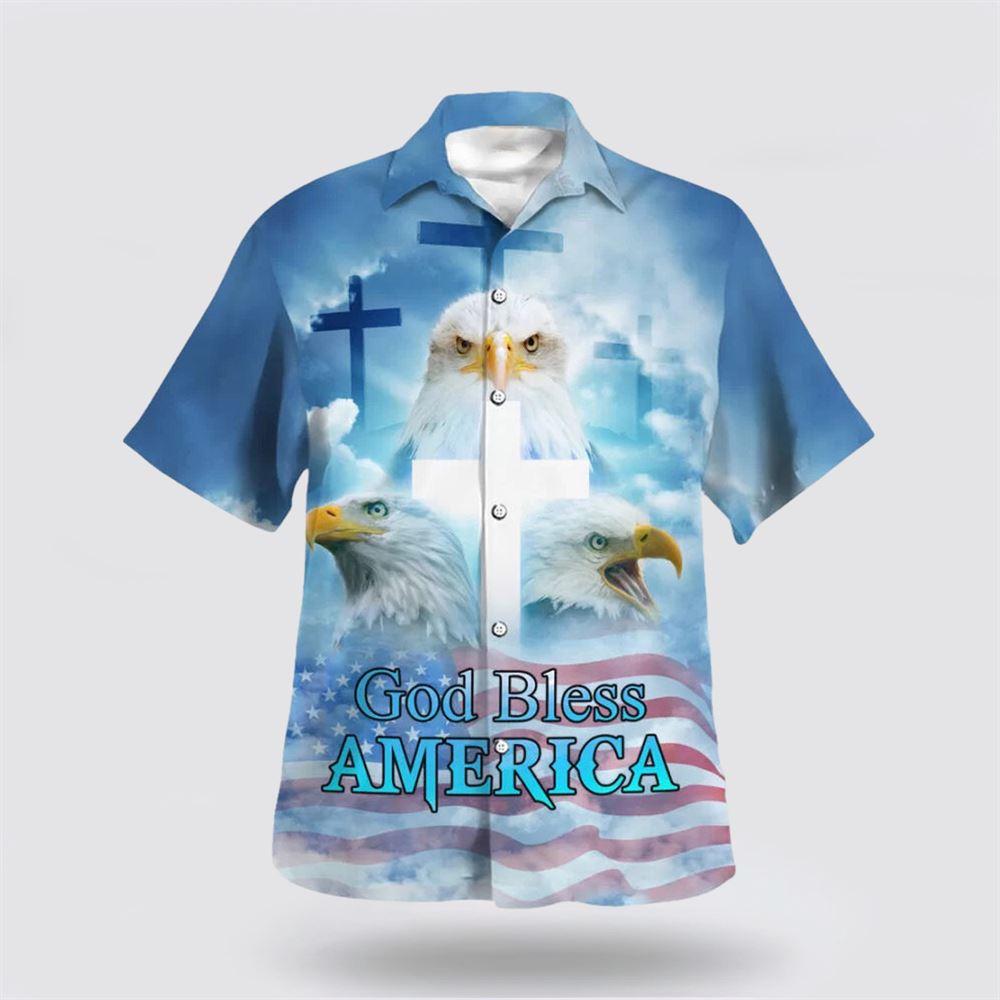 God Bless American White Head Eagle Hawaiian Shirt - Gifts For Christians