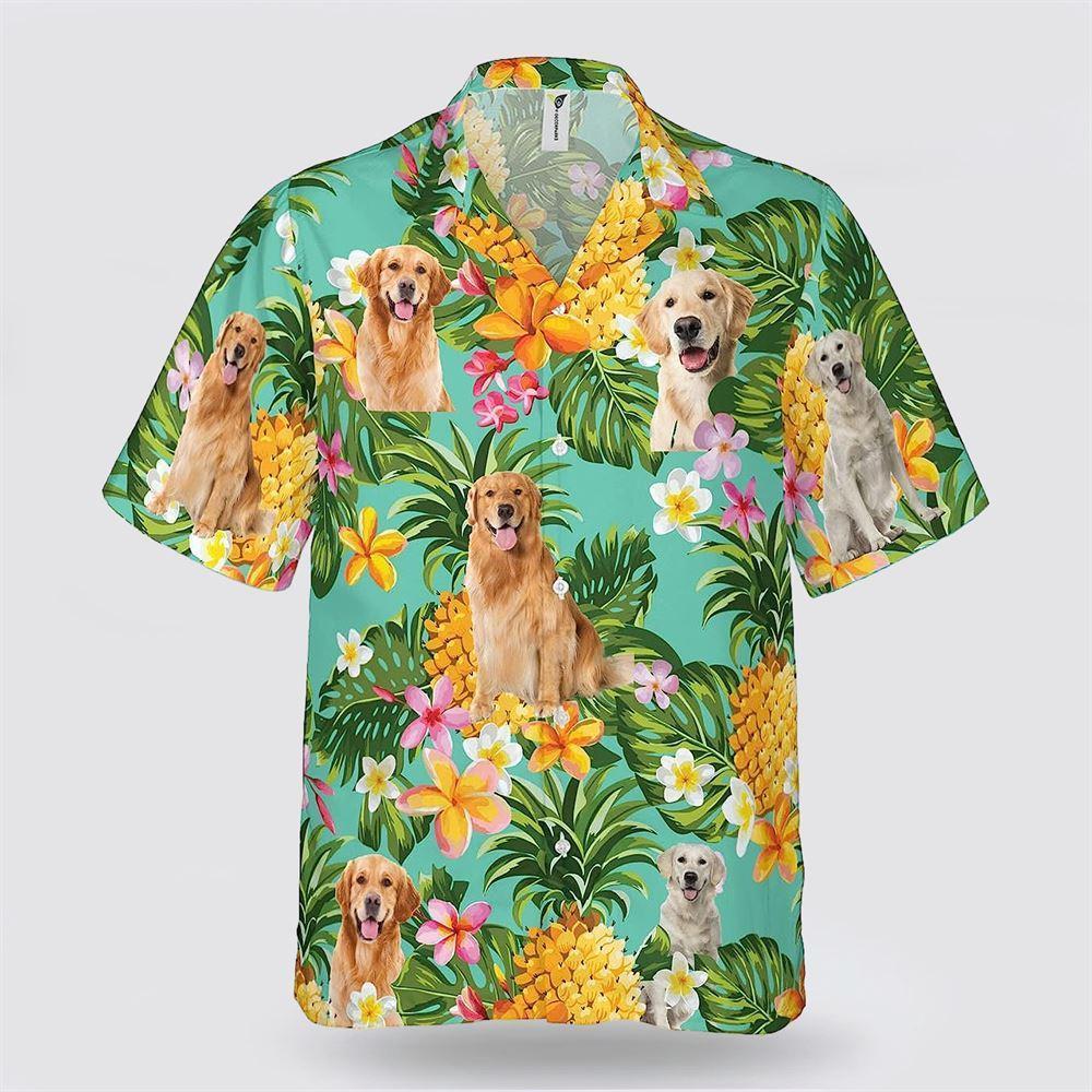 Golden Dog On The Flower BananaTropic Background Hawaiian Shirt - Pet Lover Hawaiian Shirts