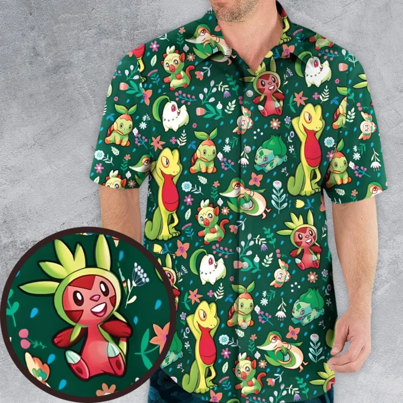 Grass Type Pokemon Hawaiian Shirt