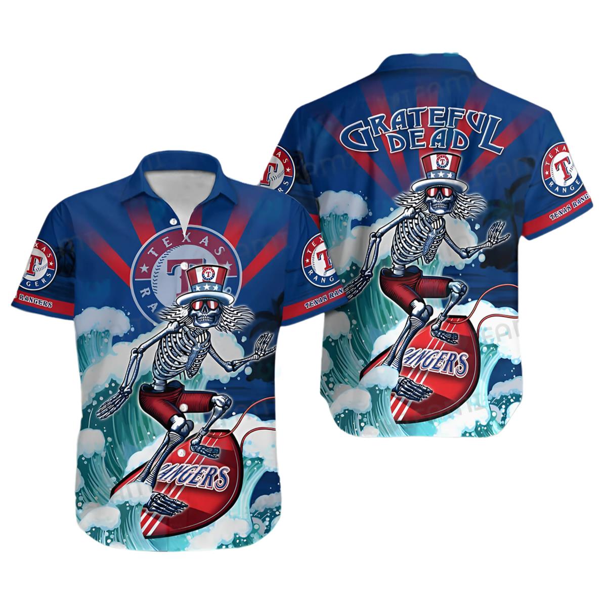 Grateful Dead Texas Rangers Hawaiian Shirt