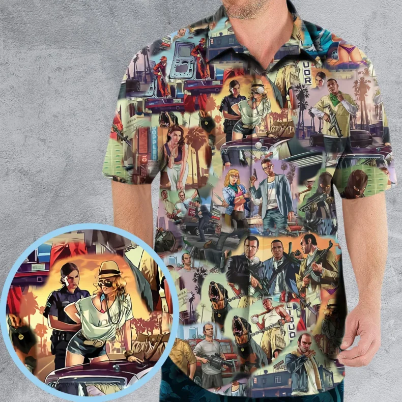 GTA Grand Theft Auto Scenes Hawaiian Shirt