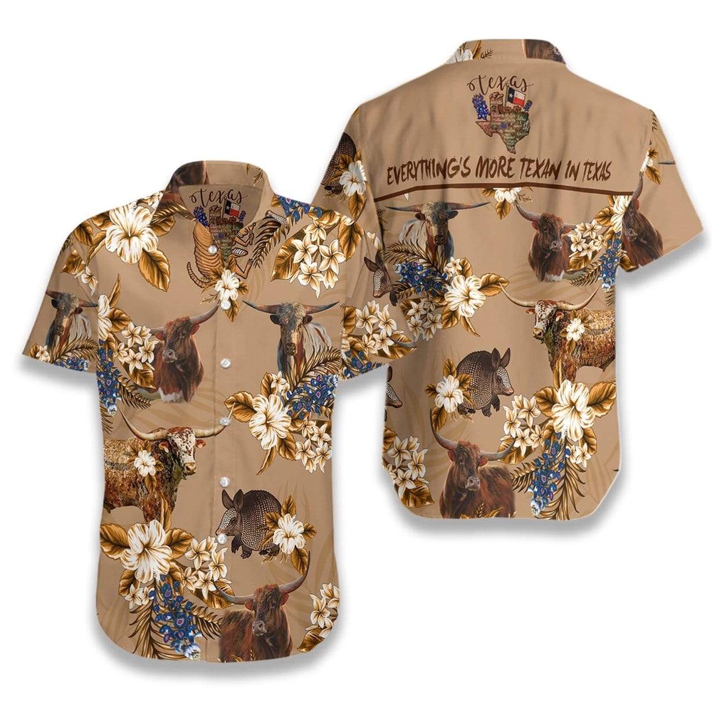Hawaiian Aloha Shirt Everythings More Texan In Texas, Texas Hawaii Shirt, Texas Shirt