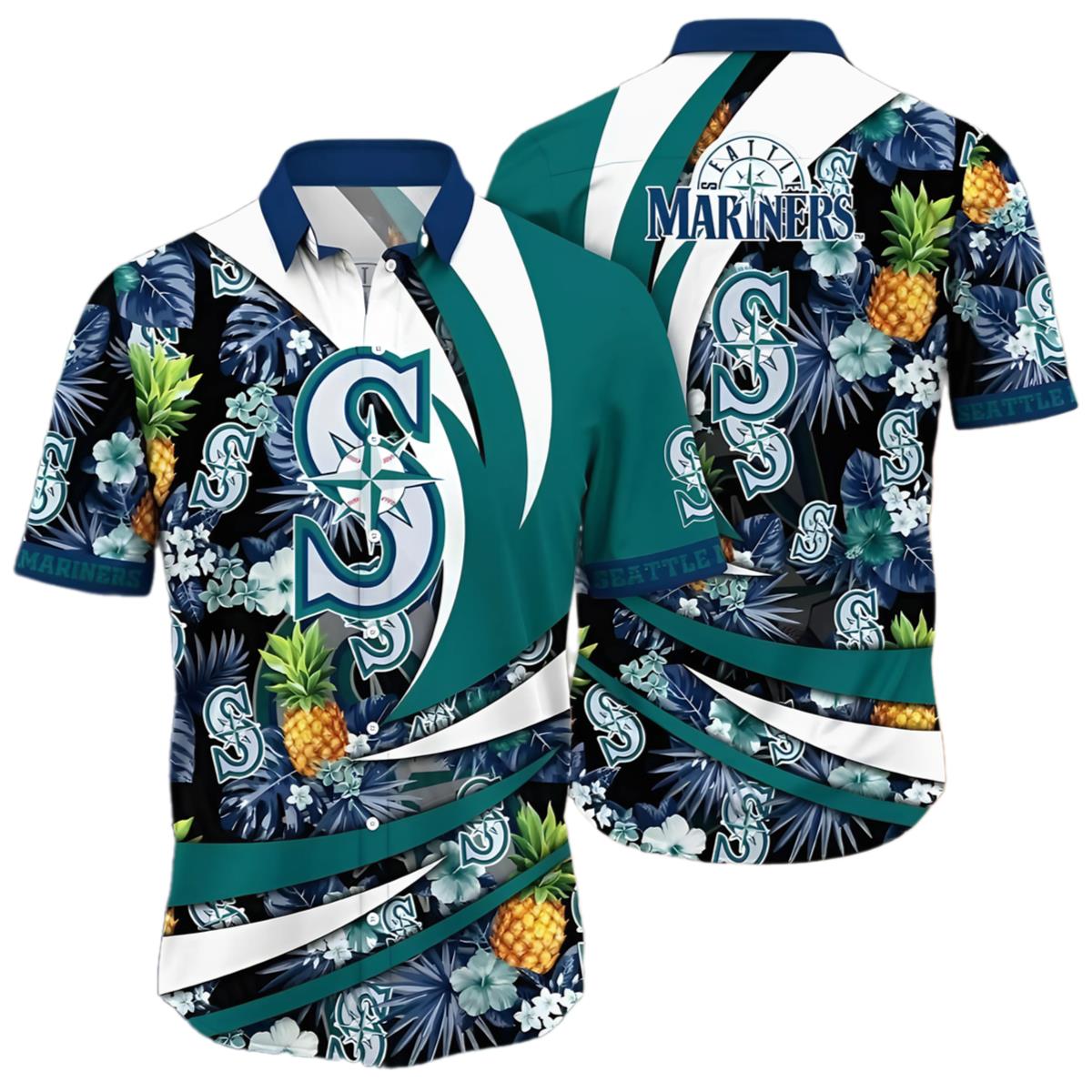 Hawaiian Shirt Mariners Pineapple And Stripe Aloha