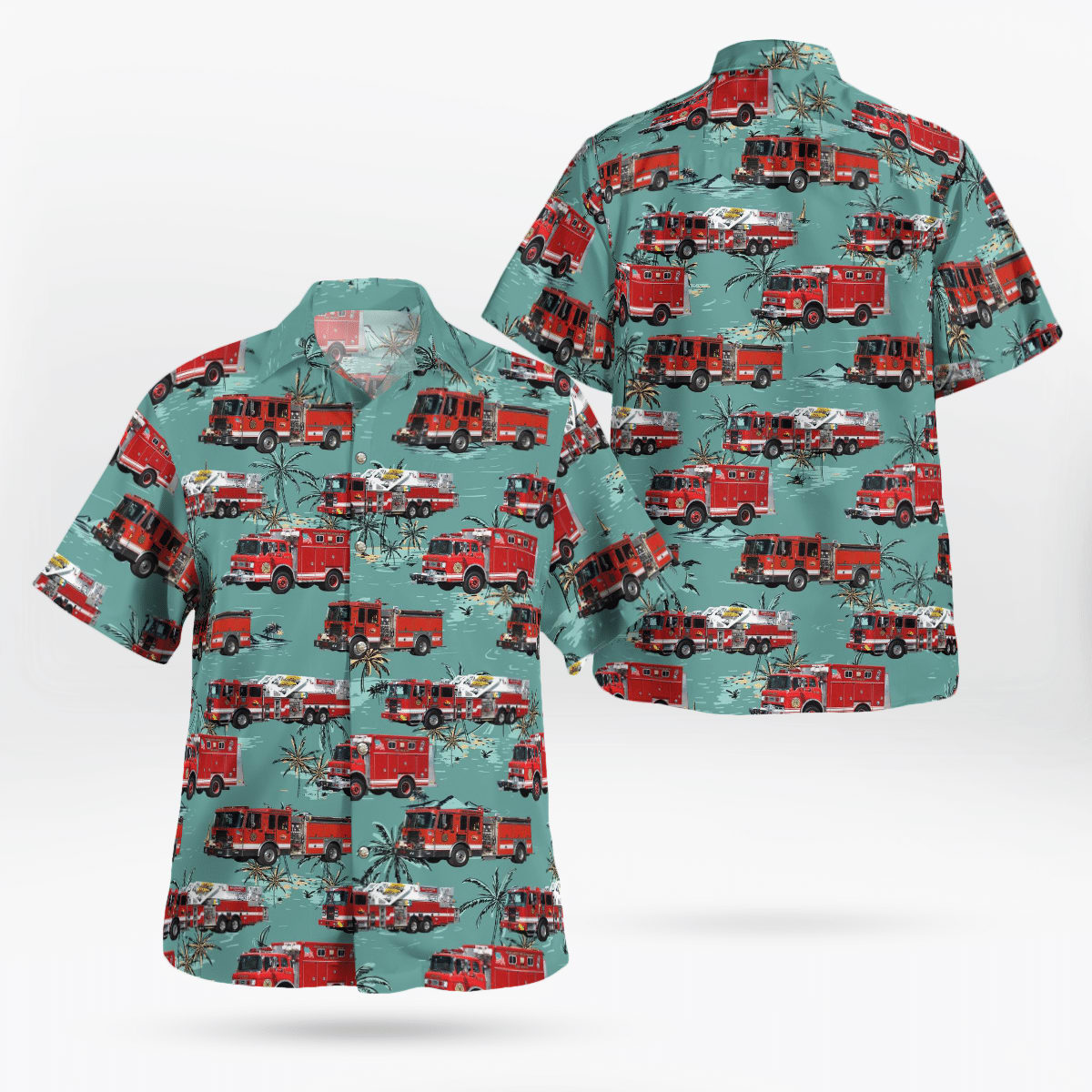 Highlands, NJ, Highlands Fire Department Station 17-1 Hawaiian Shirt - Gifts For Firefighters In Highlands, NJ