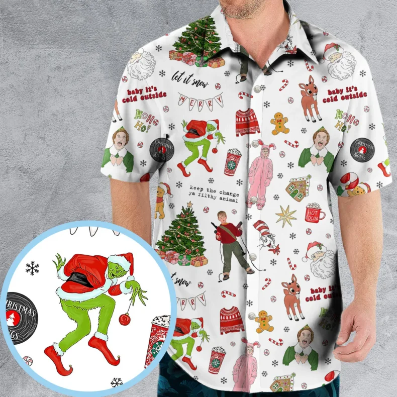 Holiday Movie Christmas Characters Hawaiian Shirt