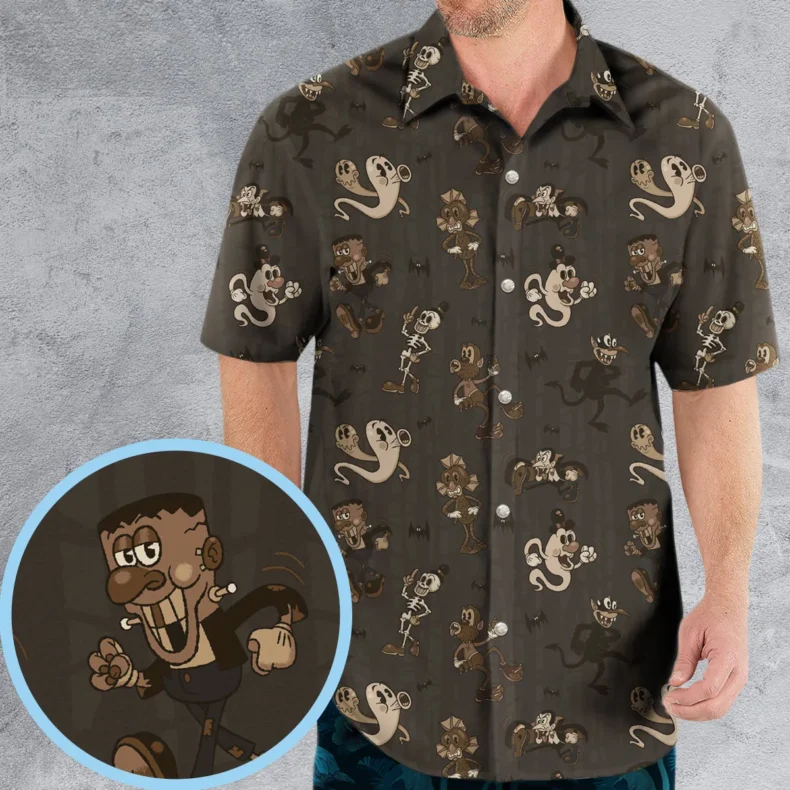 Horror Classic Monsters Universal Monsters Rubberhose Style Pattern Hawaiian Shirt