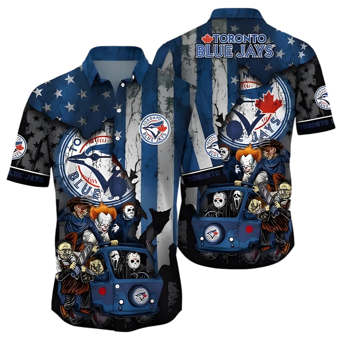 Horror Halloween Blue Jays Hawaiian Shirt