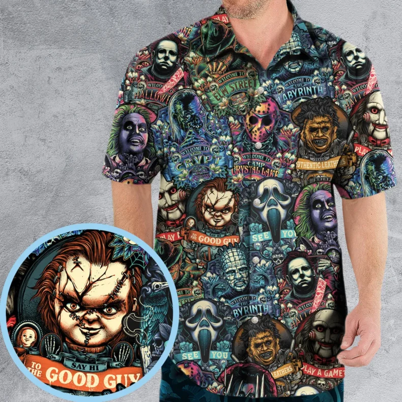 Horror Movie Characters Pattern Hawaiian Shirt