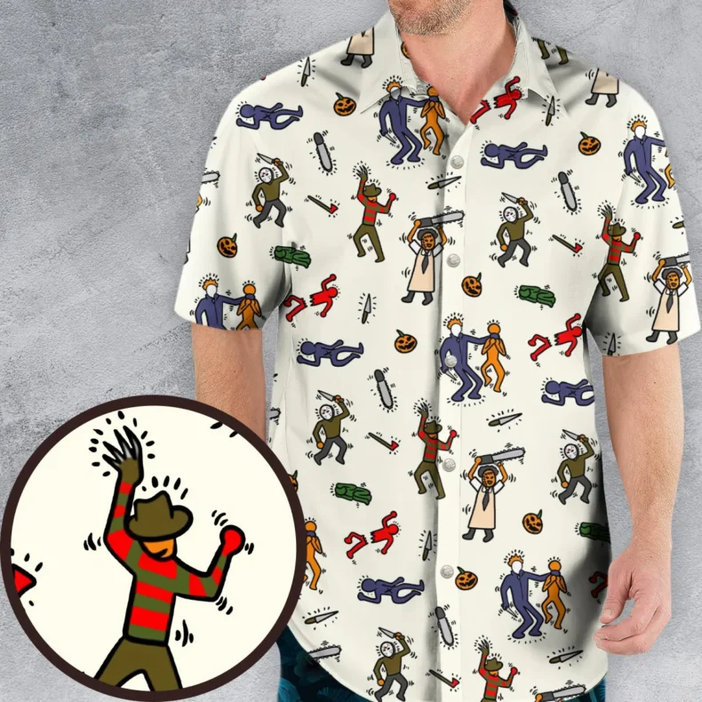 Horror Movie Pop Characters Pattern Hawaiian Shirt