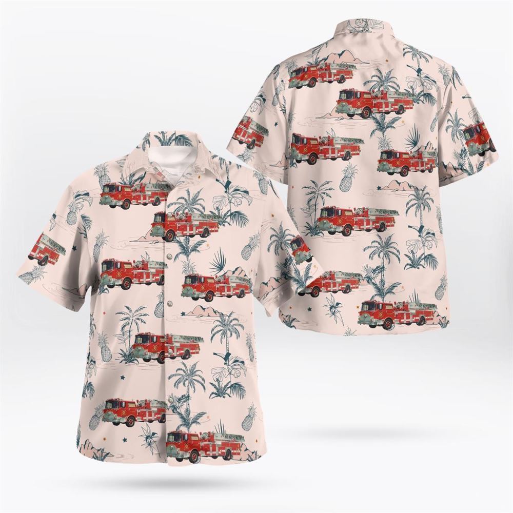 Hudson, NY, City of Hudson Fire Department Hawaiian Shirt - Gifts For Firefighters In Hudson, NY