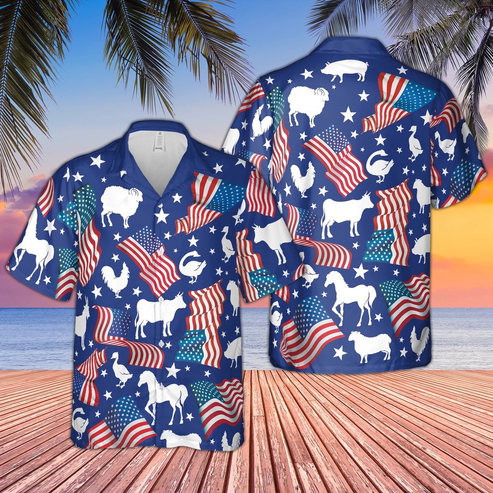 Independence Day 3D Hawaiian Shirt Celebration For Farm Enthusiasts, 4th Of July Hawaiian Shirt, 4th Of July Shirt