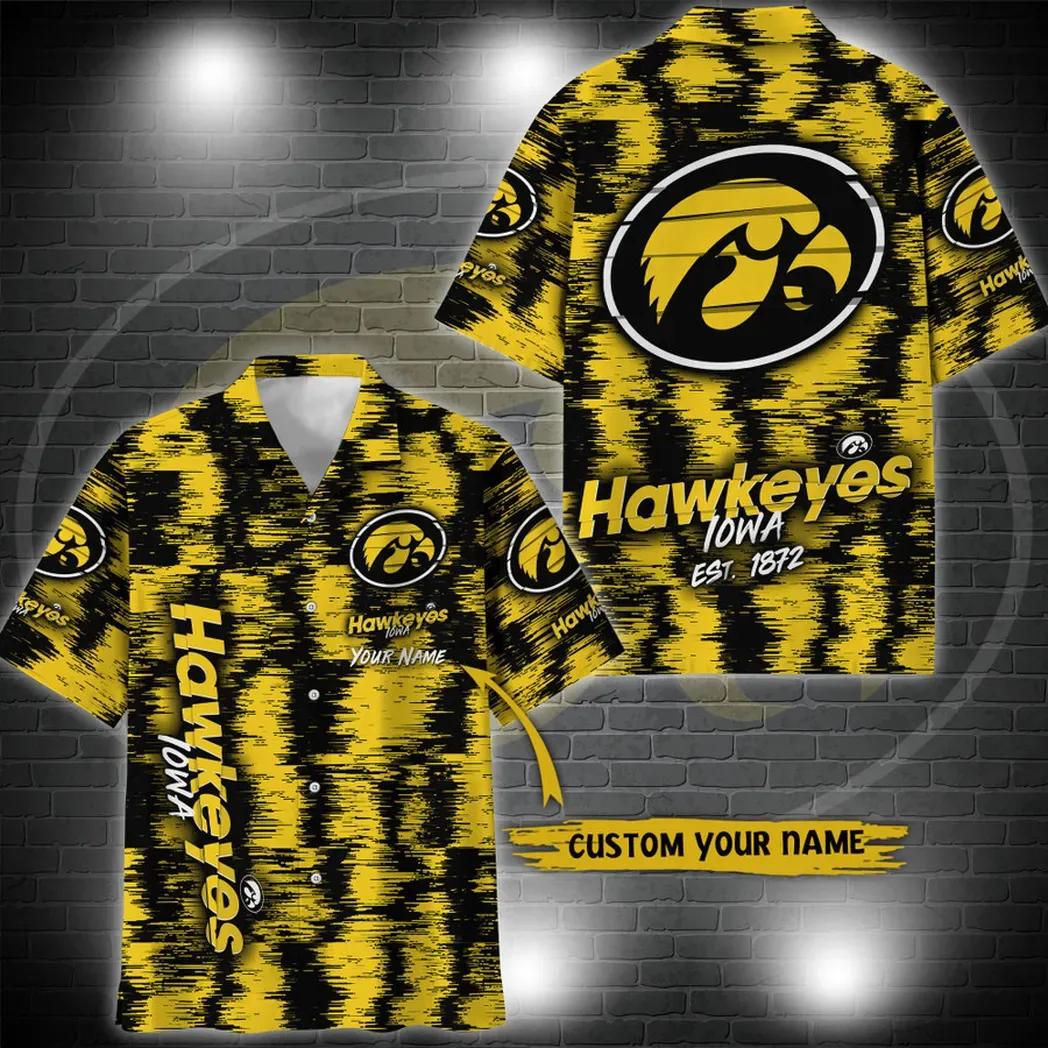 Iowa Hawkeyes Aloha Hawaiian Shirt Custom Your Name, NCAA Hawaiian Shirt