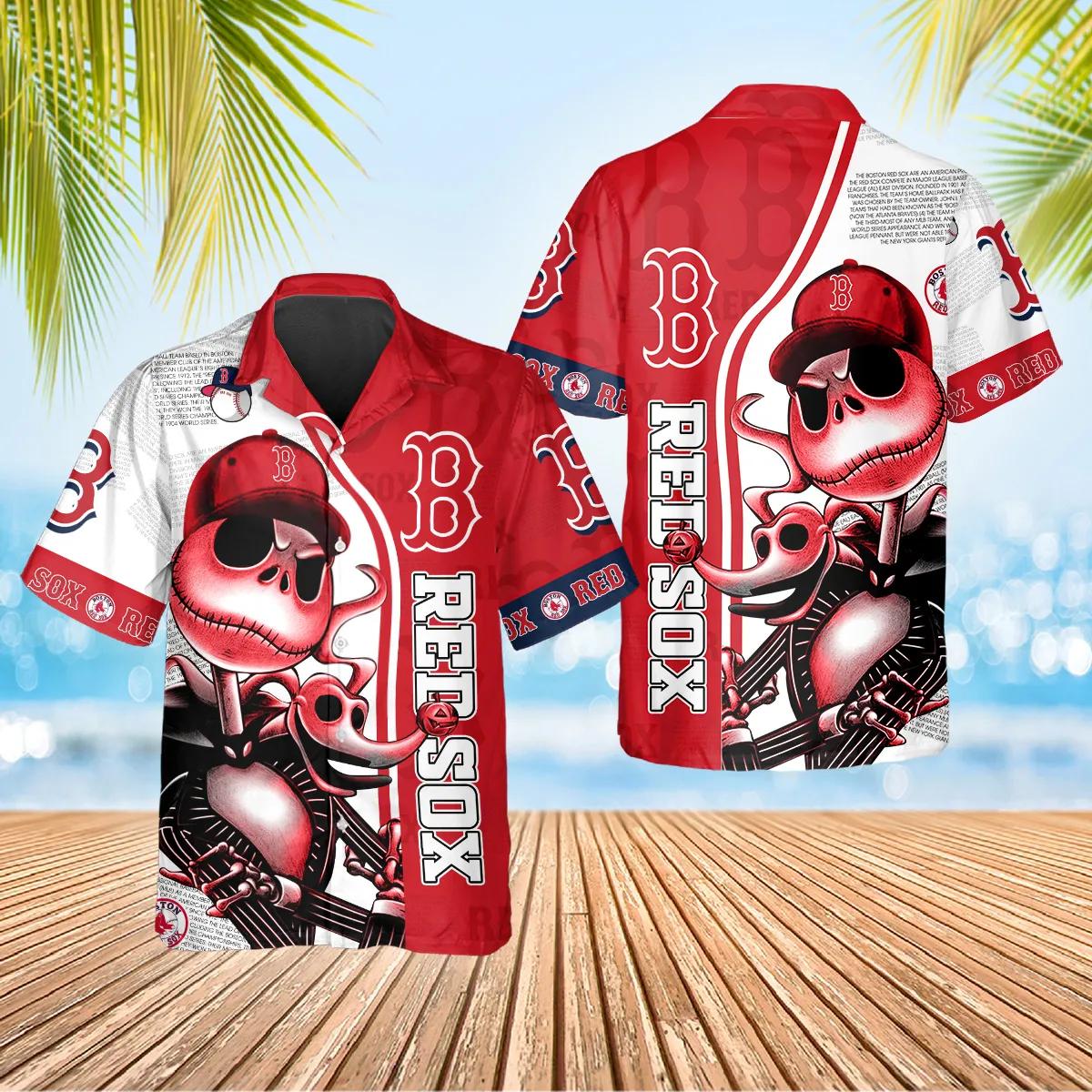 Jack Skeleton Boston Red Sox Hawaiian Shirt, Red Sox Aloha Shirt, MLB Hawaiian Shirt