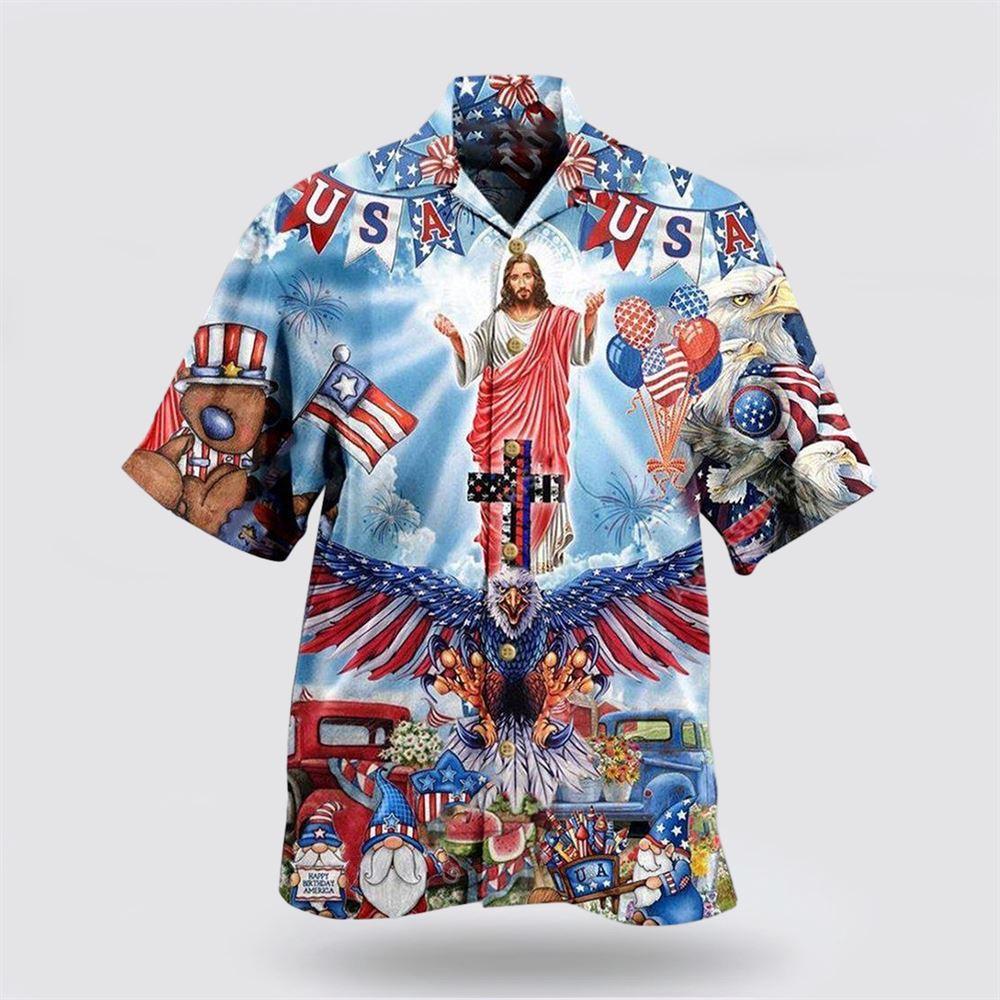 Jesus America Patriotism Hawaiian Shirt - Gifts For Christians