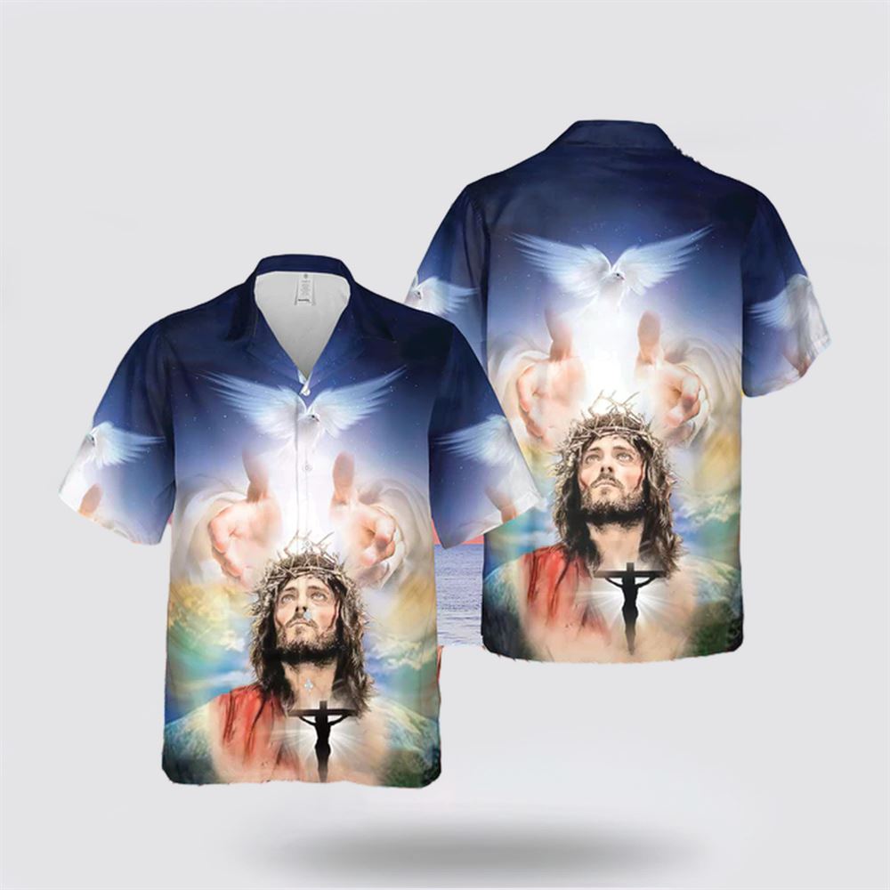 Jesus Art Jesus Gift Hawaiian Set, Jesus Heaven Printed Hawaiian Shirt - Gifts For Christians