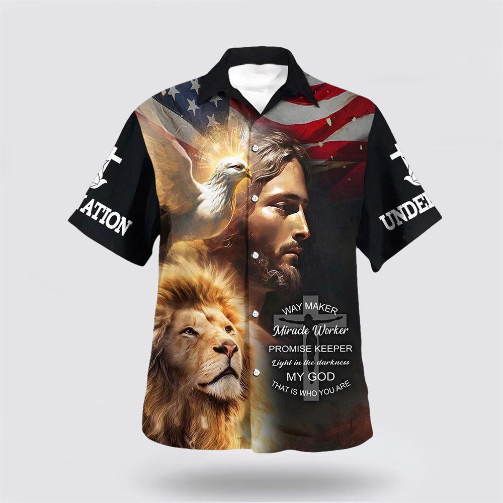 Jesus Christ Lion Way Maker Miracle Worker Hawaiian Shirts For Men - Gifts For Christians