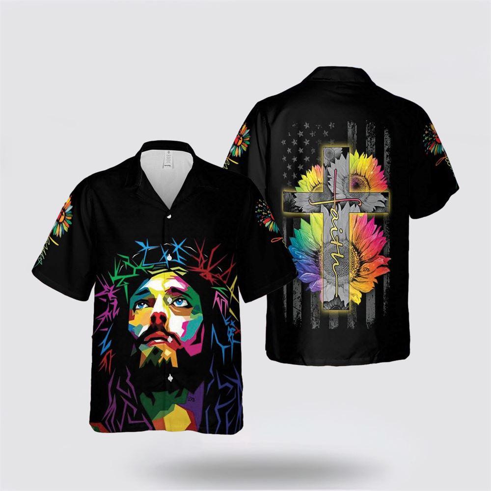 Jesus Christ Sunflower Colorful Hawaiian Shirts - Gifts For Christians