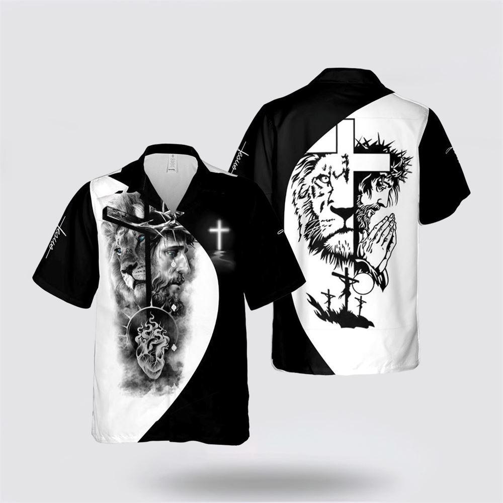 Jesus Cross Lion Hawaiian Shirts - Gifts For Christians
