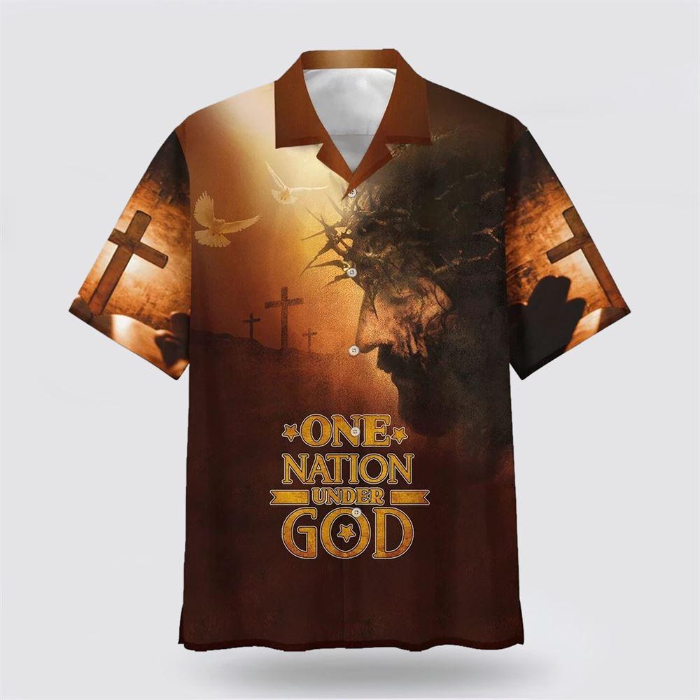 Jesus Cross One Nation Under God Hawaiian Shirt - Gifts For Christians