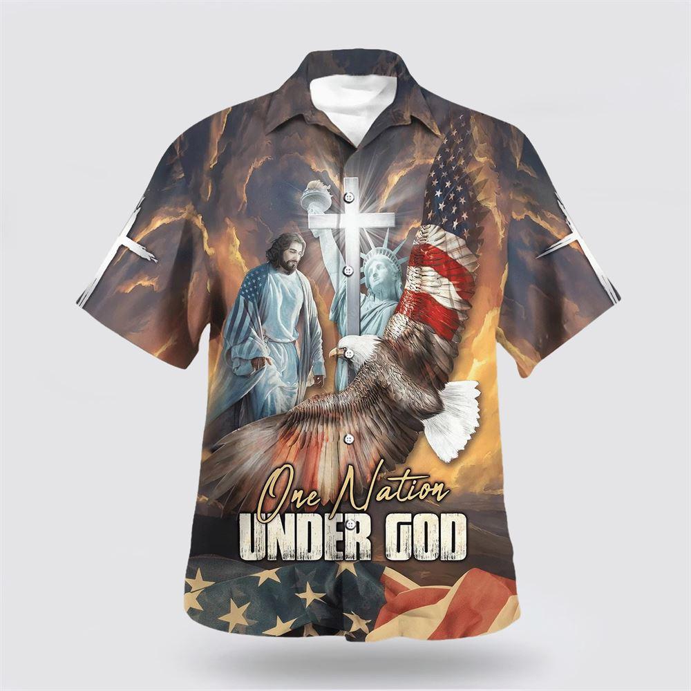 Jesus Eagle One Nation Under God Hawaiian Shirts For Men And Women - Gifts For Christians