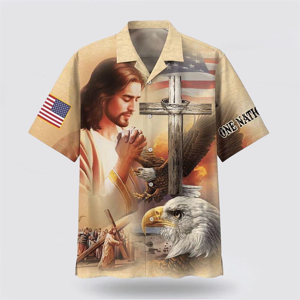 Jesus Eagle One Nation Under God Hawaiian Shirts - Gifts For Christians