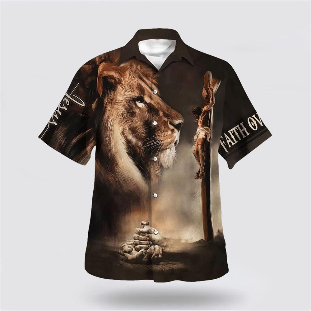 Jesus Faith Over Lion Hawaiian Shirt - Gifts For Christians