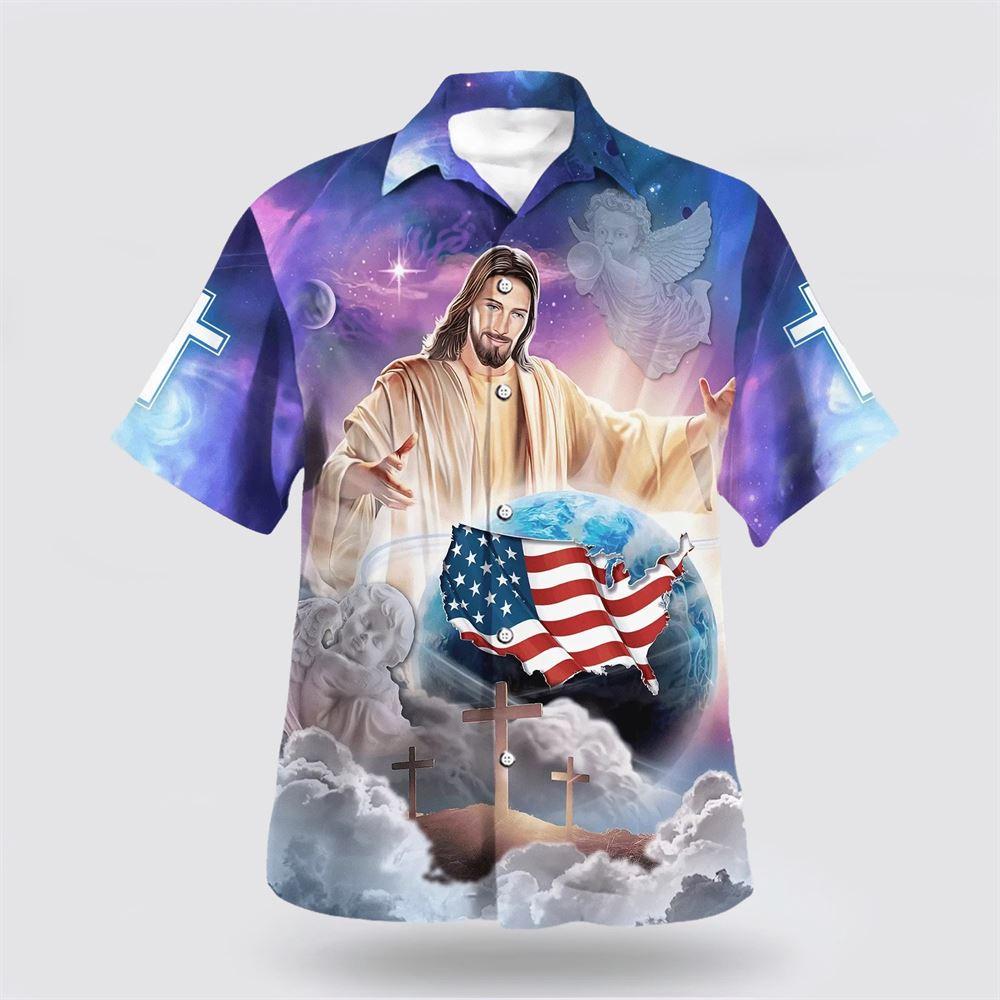 Jesus Holding Earth Hawaiian Shirts - Gifts For Christians