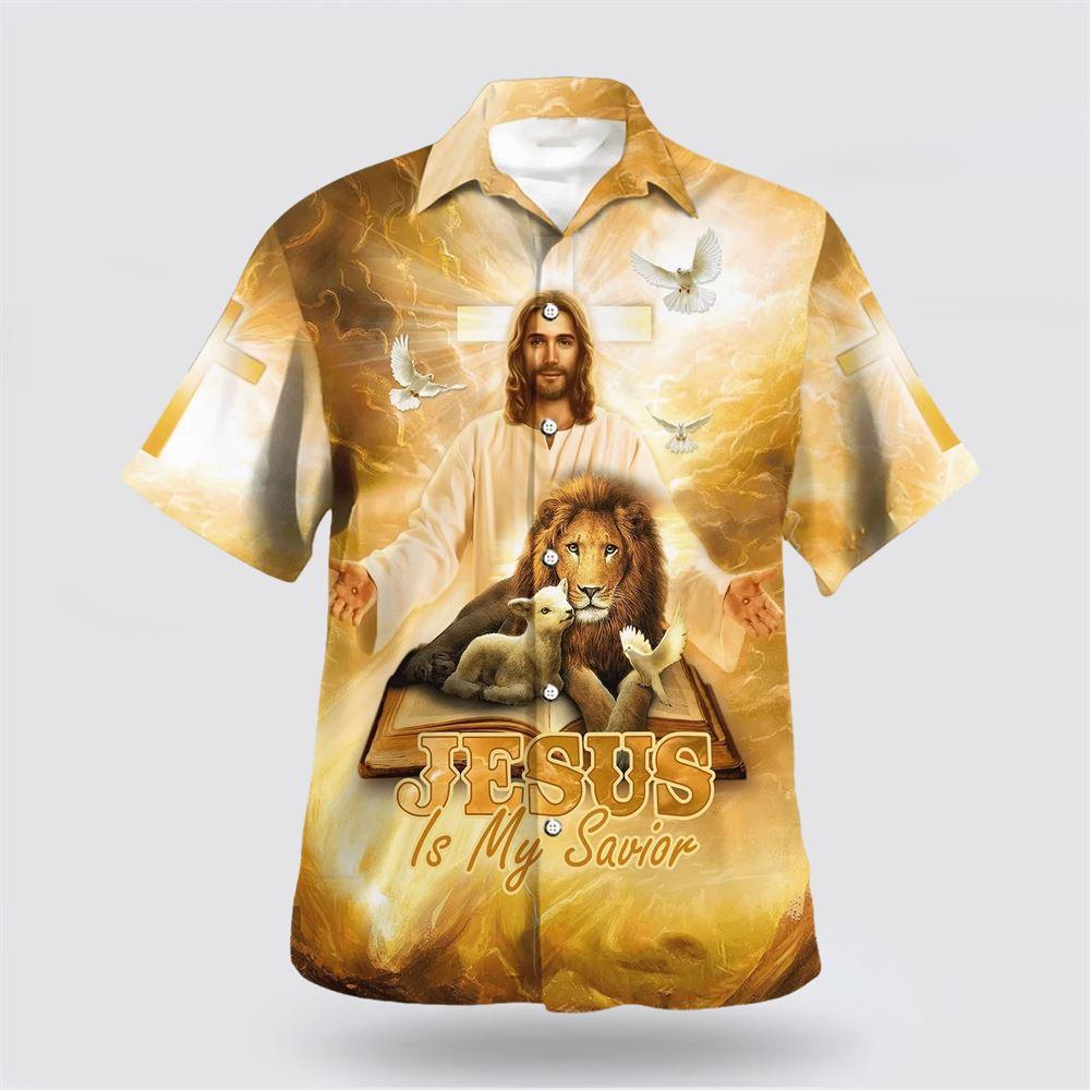 Jesus Lion And The Lamb Jesus Is My Savior Hawaiian Shirts - Gifts For People Who Love Jesus