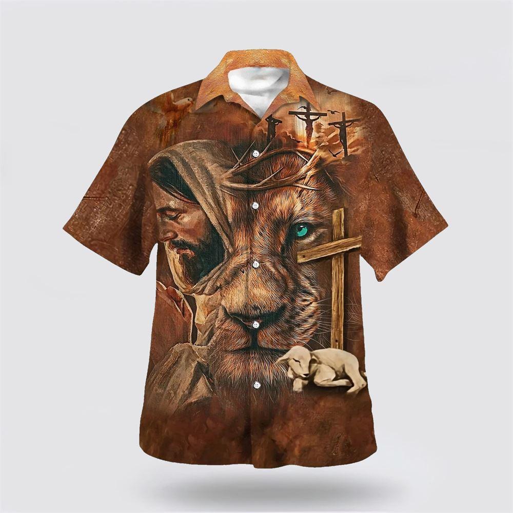 Jesus Lion Cross And The Lamb Hawaiian Shirts - Gifts For People Who Love Jesus