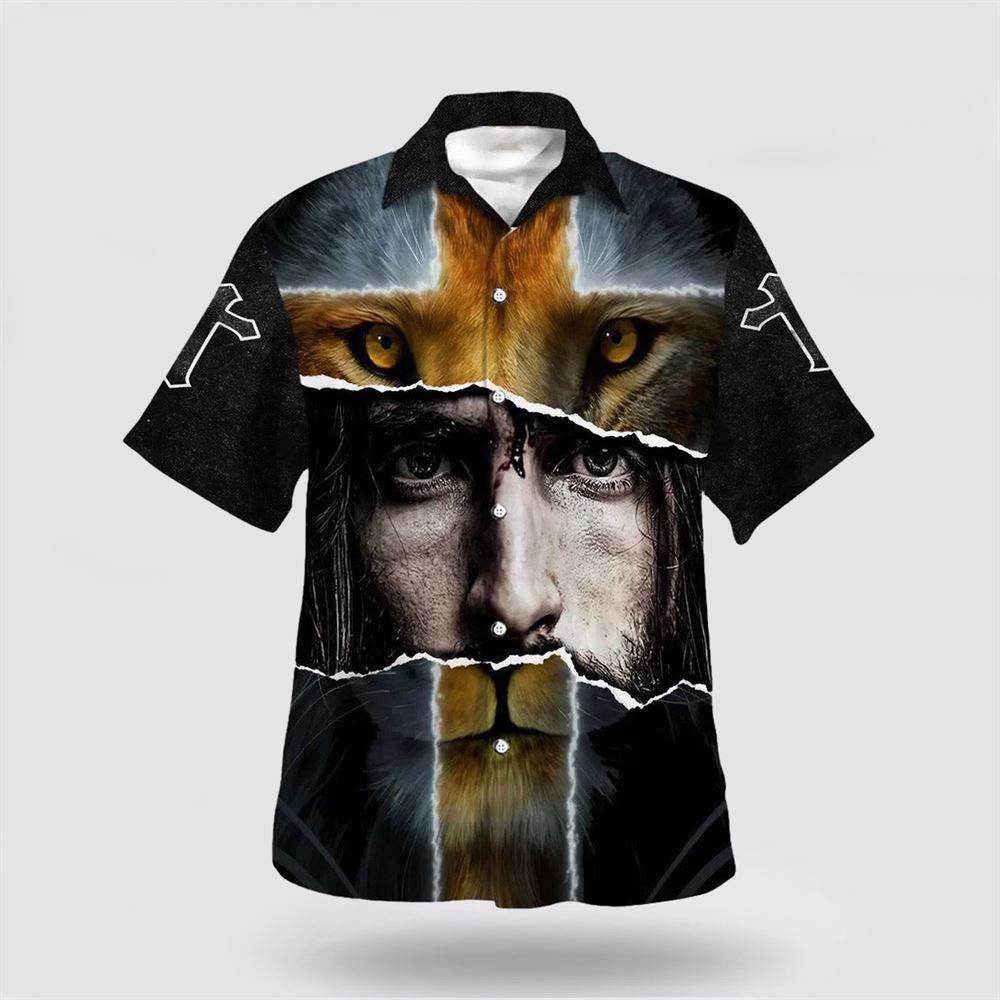 Jesus Lion Cross For Men Hawaiian Shirts For Men - Gifts For People Who Love Jesus