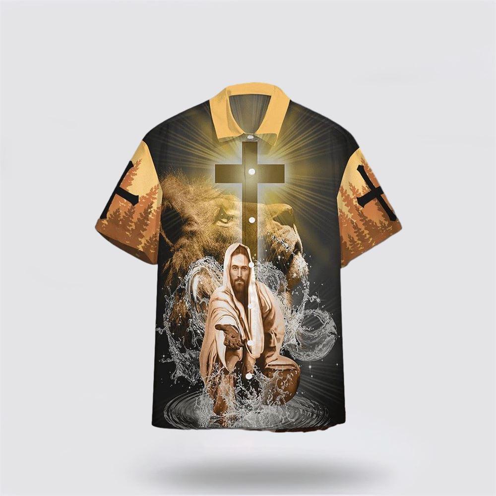 Jesus My God My King My Lord Lion Orange Hawaiian Shirt - Gifts For People Who Love Jesus