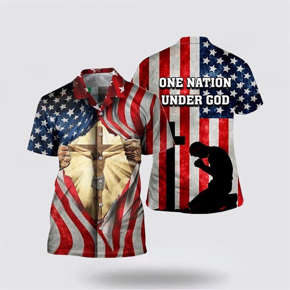 Jesus One Nation Under God American Flag Hawaiian Shirt - Gifts For People Who Love Jesus