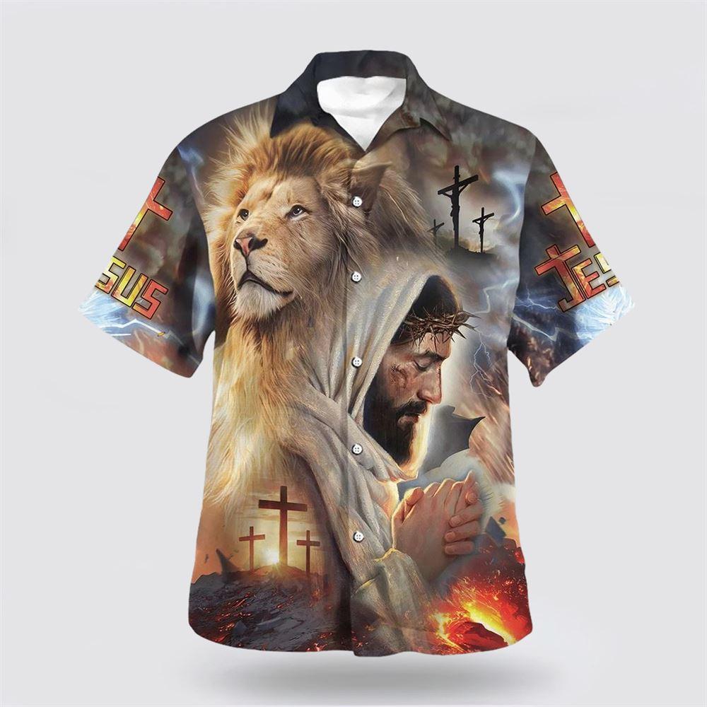 Jesus With Lion Hawaiian Shirt - Gifts For Jesus Lovers