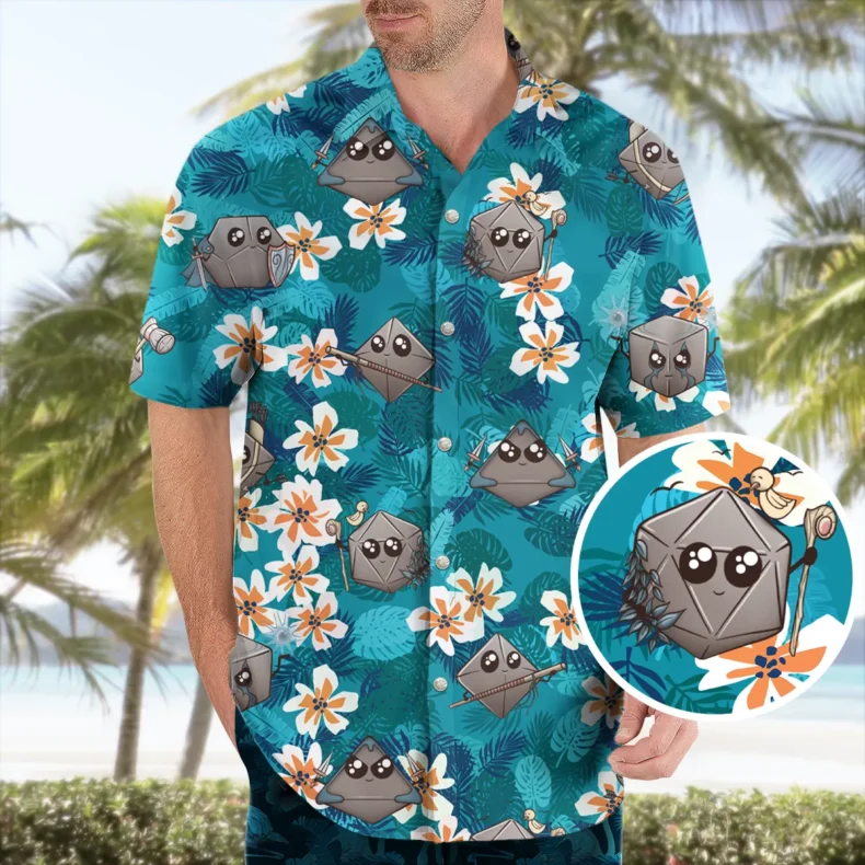 Kawaii Dices Dungeons and Dragons Classes Hawaiian Shirt