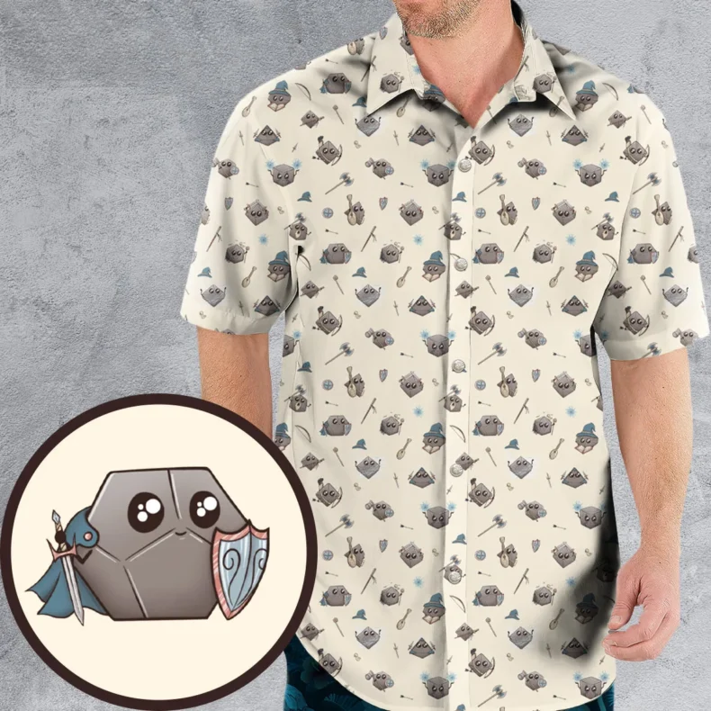 Kawaii Dices Dungeons and Dragons Pattern Hawaiian Shirt