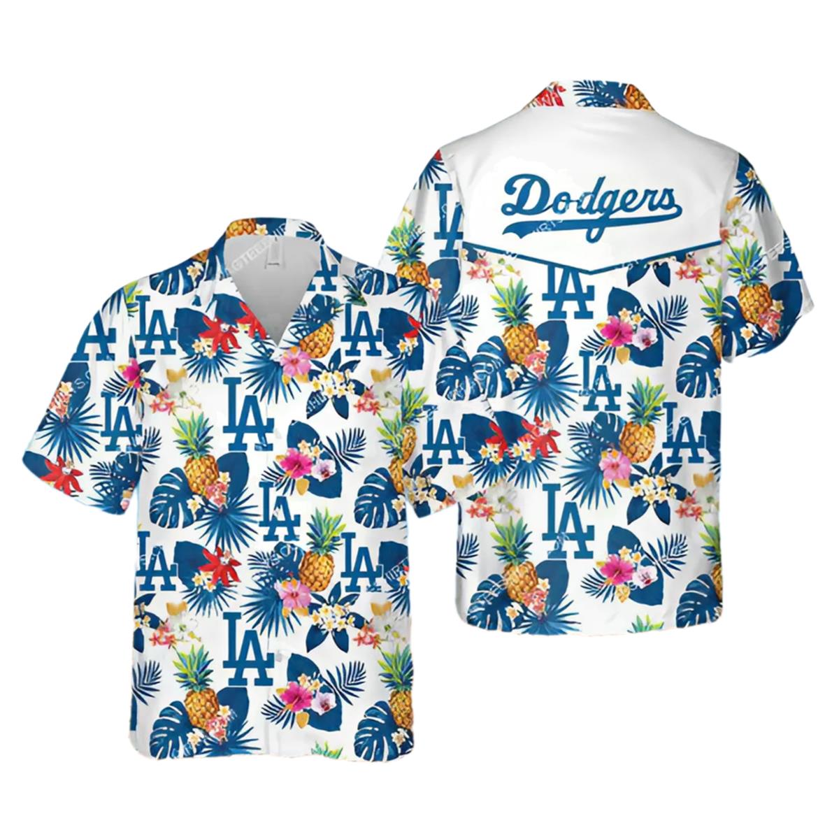 La Dodgers Hawaiian Shirt With Tropical Pineapple Aloha
