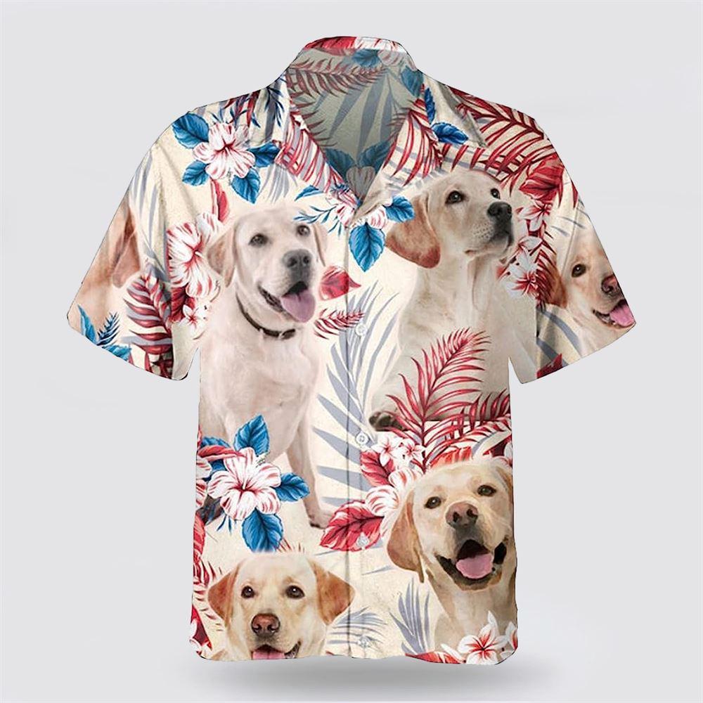 Labrador On The Red Flower Tropic Background Hawaiian Shirt - Pet Lover Hawaiian Shirts