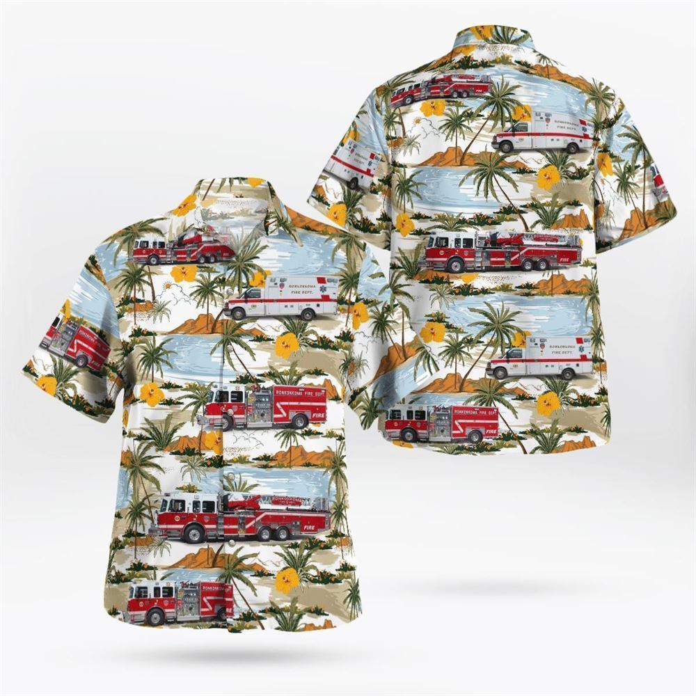 Lake Ronkonkoma, New York, Ronkonkoma Fire Department Hawaiian Shirt - Gifts For Firefighters In Lake Ronkonkoma, NY