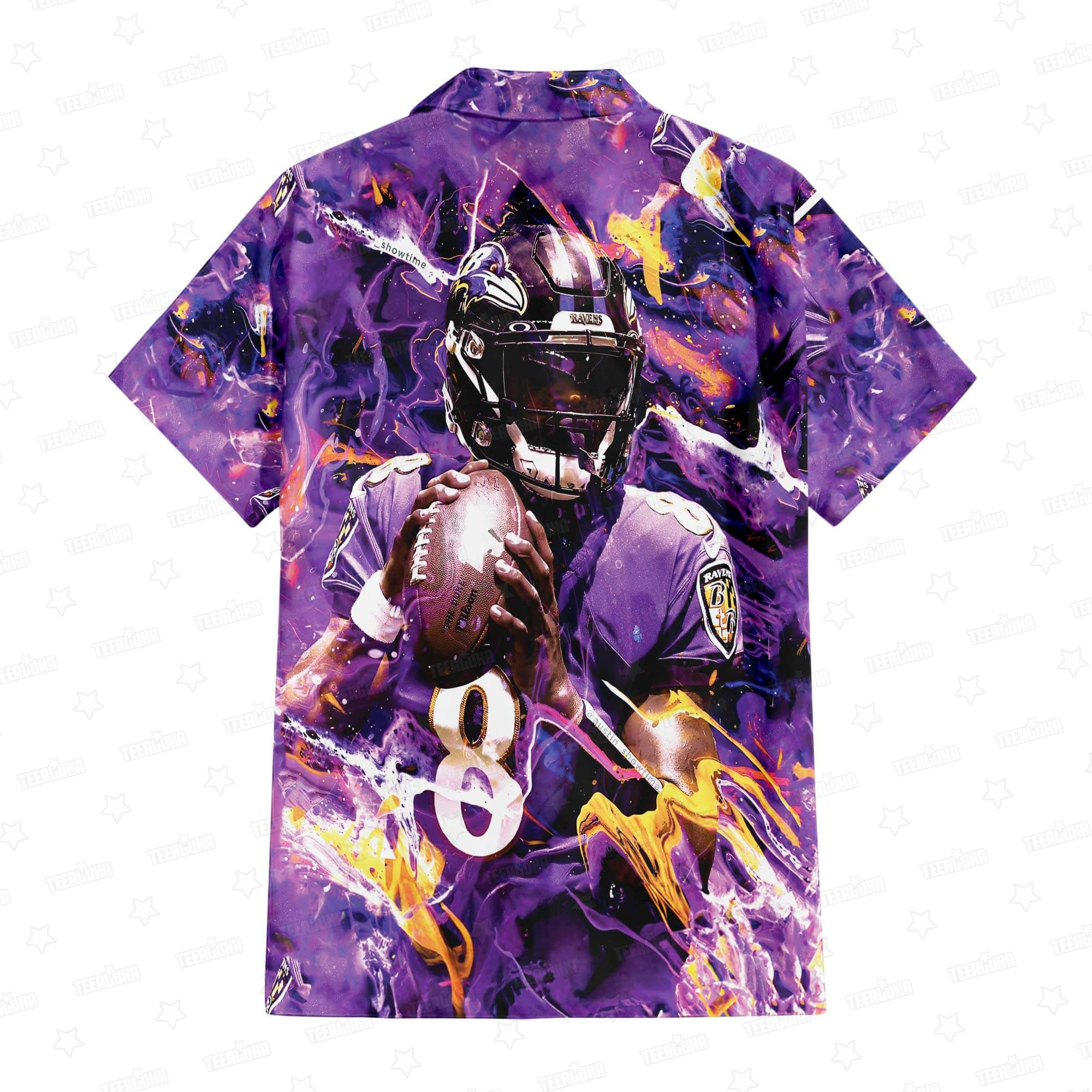Lamar Jackson Baltimore Ravens Gridiron Majesty Hawaiian Shirt