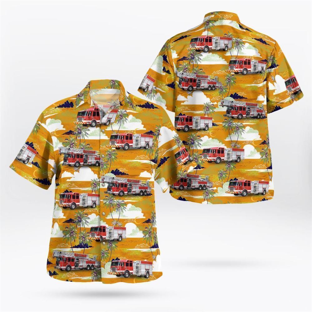 Lincroft, NJ, Lincroft Fire Company (Middletown) Station 71-1 Hawaiian Shirt - Gifts For Firefighters In Lincroft, NJ
